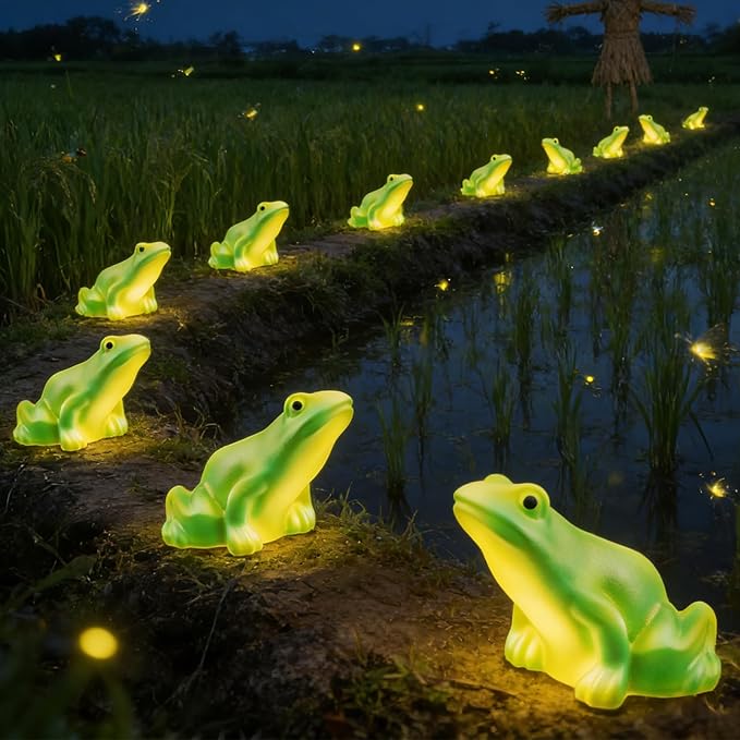 BeHiller Solar Frog Path Lights Outdoor for Garden Art Decor,6PACKS Frog Easter Yard Decorations,Frog Lights for Housewarming Gifts,Lawn Ornament,Gardening Gifts for Grandma,Women,Mom Day,House Decor
