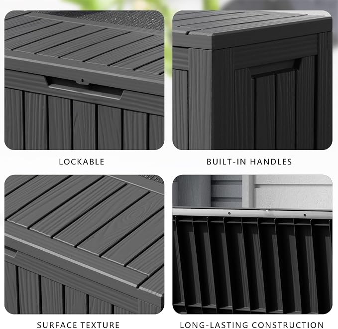 80 Gallon Waterproof Resin Deck Box, UV Resistant Outdoor Storage for Garden, Patio, Porch, Delivery, Black