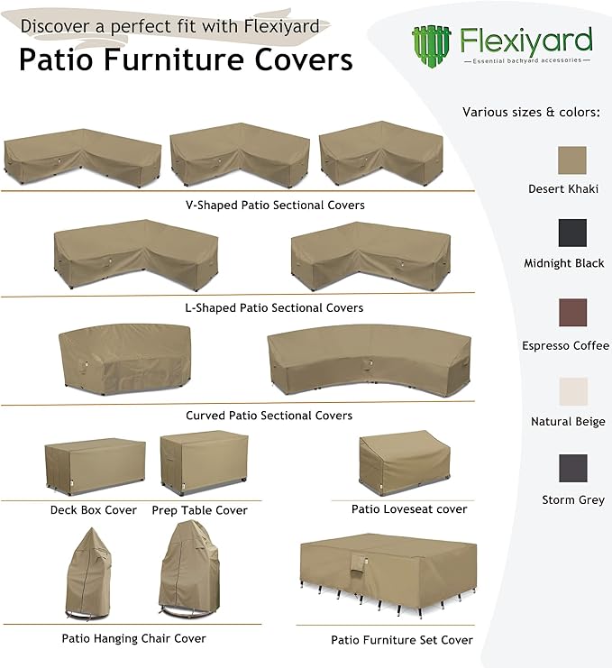 Heavy Duty Outdoor Sectional Sofa Cover, 115"X115" Waterproof 600D Oxford Patio Sectional Couch Covers, Lawn Patio Furniture Winter Cover, Storm Grey