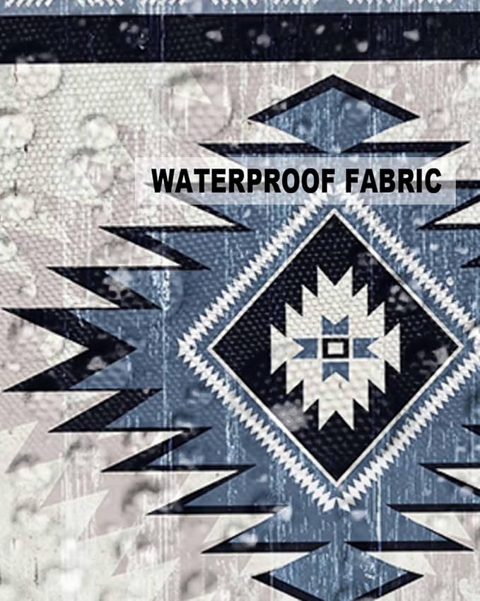 Outdoor Waterproof Throw Pillow Covers Set of 2 Blue Boho Aztec Lumbar Pillowcases 20x12 Inches Southwest Tribal Geometric Patio Decorative Pillows Cushion Case Patio Pillows for Couch Bed Garden