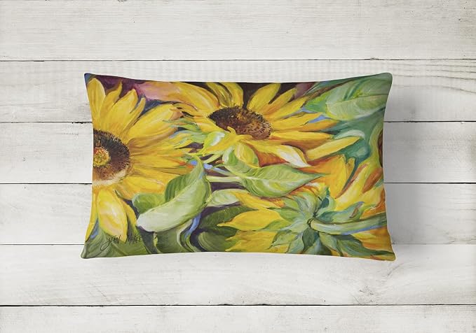 Caroline's Treasures JMK1122PW1216 Sunflowers Canvas Fabric Decorative Pillow Machine Washable, Indoor Outdoor Decorative Pillow for Couch, Bed or Patio, 12HX16W