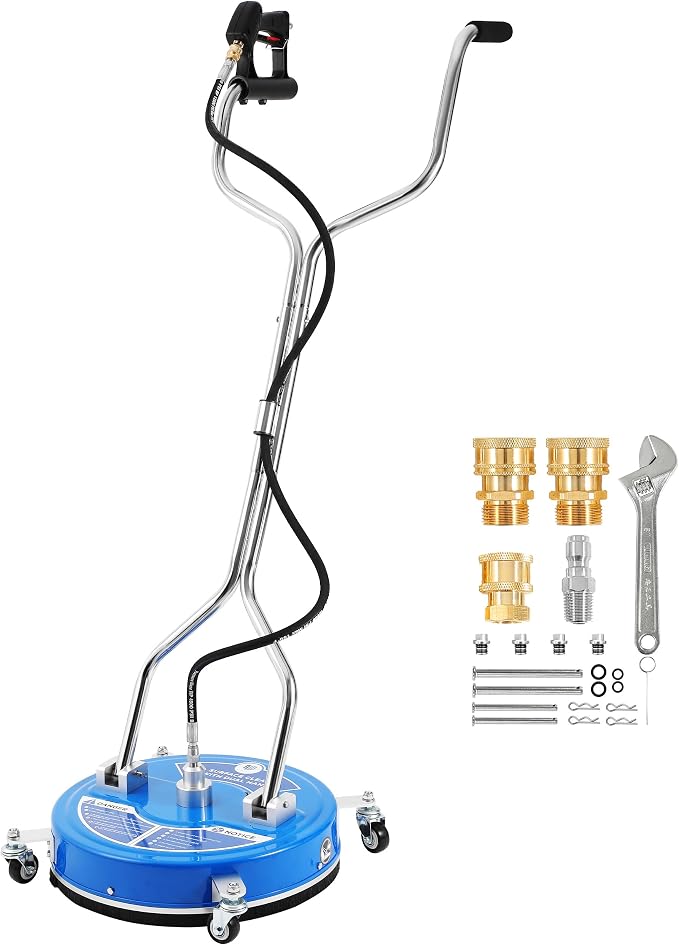 RIDGE WASHER 18’’ Pressure Washer Surface Cleaner, Surface Cleaner with Dual Handle, 4500 PSI Power Washer Surface Cleaners with Wheels for Cleaning Driveways, Sidewalks, Patios