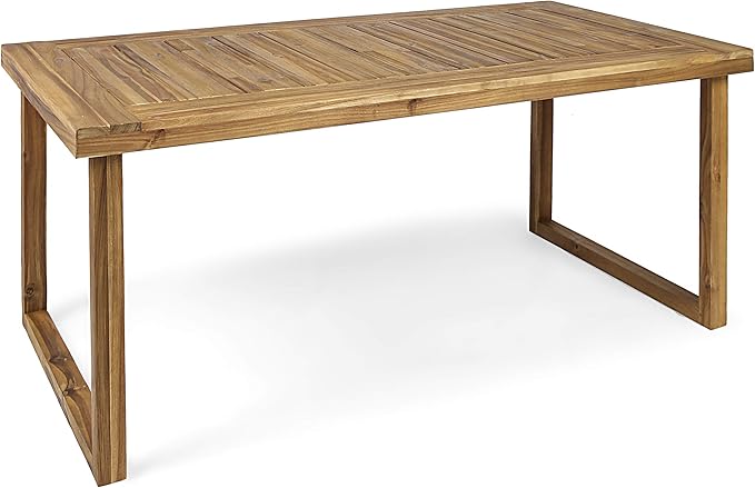 Christopher Knight Home Terry Acacia Wood Patio Dining Set for 6, Solid Wood Outdoor Dining Table Set for 6, 7 Piece Outdoor Dining Set with Rectangular Table and Woven Rope Accents, Teak+Beige+Grey