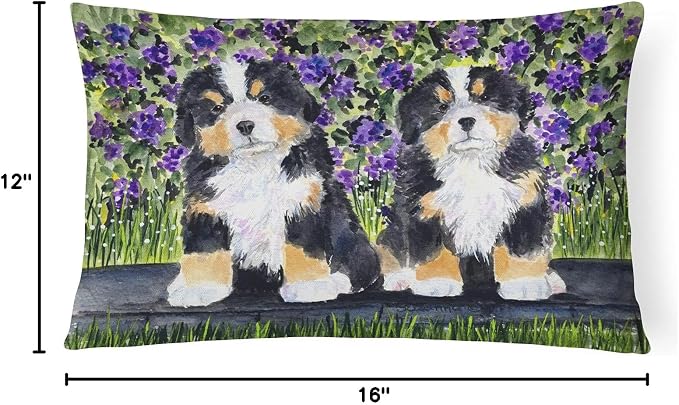 Caroline's Treasures SS8334PW1216 Bernese Mountain Dog Canvas Fabric Decorative Pillow Machine Washable, Indoor Outdoor Decorative Pillow for Couch, Bed or Patio, 12HX16W