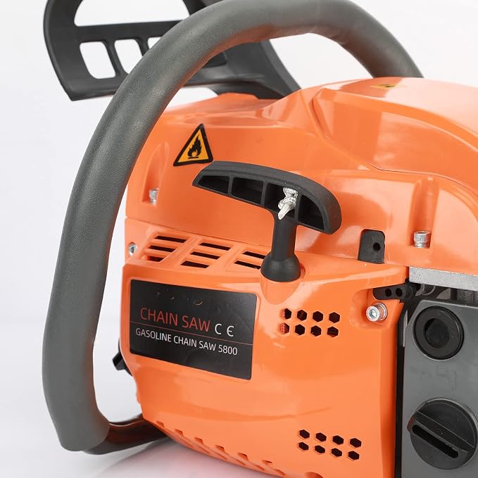 58CC Gas Chainsaw,20 Inch Gasoline Chain Saw Handheld Wood Cutting Chainsaw Power Tool Logging Machine for Forest Cutting Logging Tree Wood Cutting Trimming for Lawn Garden Care 20Inch (Orange2)
