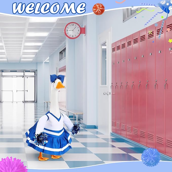 2 Pcs Cheerleader Porch Goose Outfit Clothes Cheerleading for 23" Goose Costume Garden Yard Outdoor Decorations
