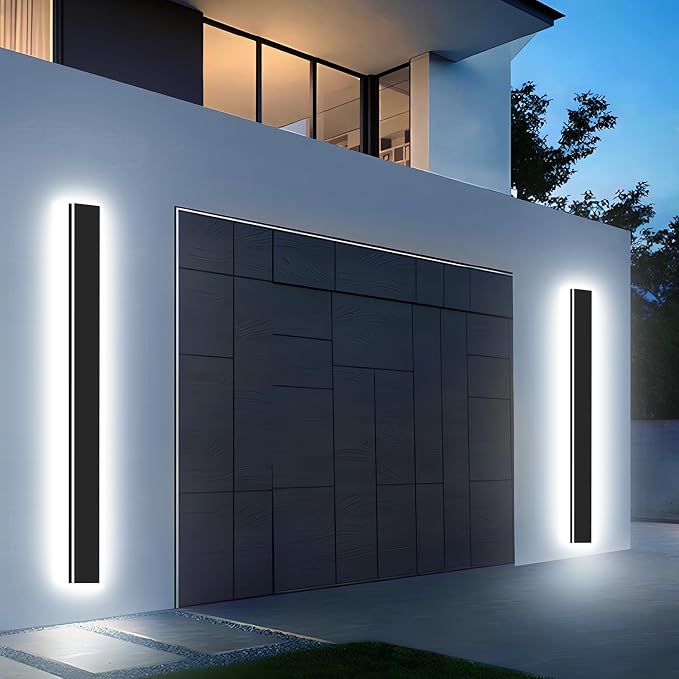 Modern Outdoor Wall Light 1pack 39in, 4.33in Width, Dimmable LED | 2000LM for Garage Front Door Porch, IP65 Waterproof Outdoor Sconce, Cover All Jbox, 3000K-6000K Adjustable, Matte Black