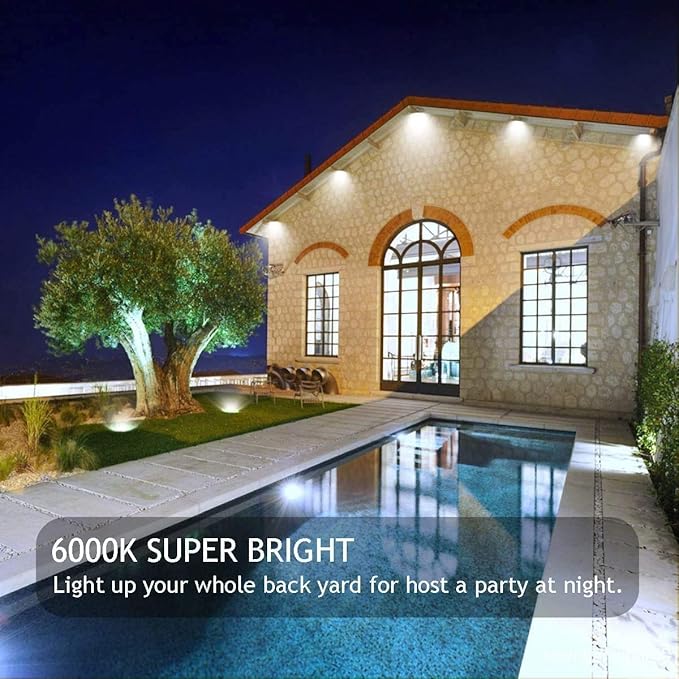 12V AC or DC LED Flood Light,10W Mini IP65 Waterproof Outdoor Light,900LM,6000K,Daylight White Security Light,80W Halogen Bulb Equivalent (2 Pack)