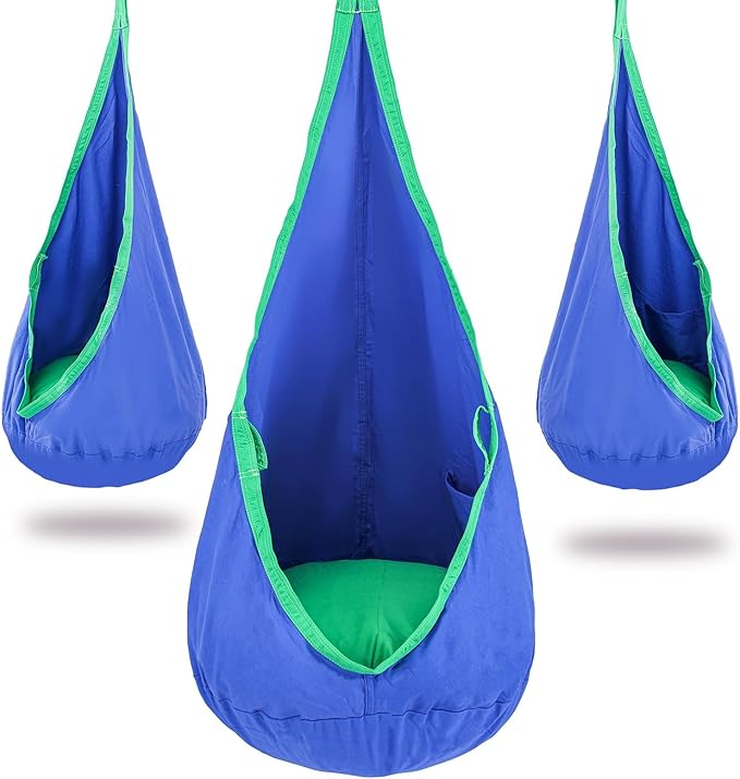 YAERSI Kids Pod Swing Seat, Cotton Hammock Chair with PVC Inflatable Cushion,Sensory Swing for Indoor and Outdoor Play Portable