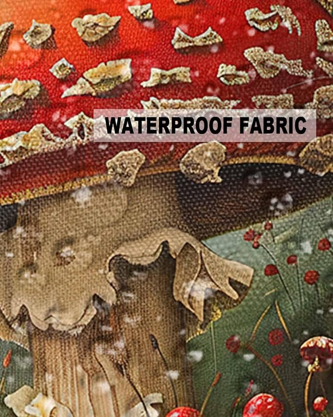 Outdoor Waterproof Throw Pillow Covers 24x24in, Fall Harvest Forests Mushrooms Cushions for Garden Patio Furniture Chairs Set of 2, Thanksgiving Squirrels Home Decor Couch Sofa Polyester Pillow Cases
