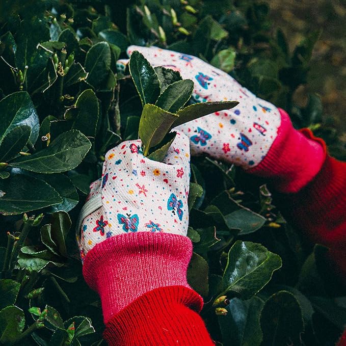 PROMEDIX P Kids Garden Gloves 3-6 Years Old Children Gardening Gloves, 2- Pair Pack，Pink