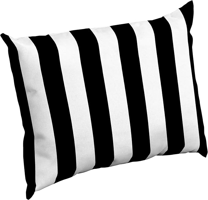 Arden Outdoor Pillow Back Cushion, 23x17, Black Cabana Stripe | Perfect for Deep Seat, Sofa, or Couch, Plush Support, Fade-Resistant, Mold and Mildew Resistant