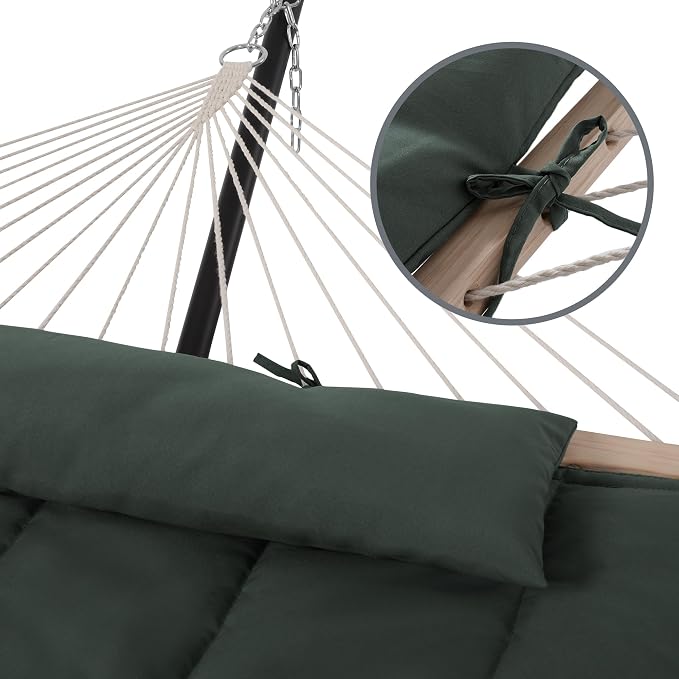 SUNCREAT Hammocks Replacement Hammock for Stand, 475 lbs Capacity, Two Person Backyard Hammock with Pad for Outside, Green Gray