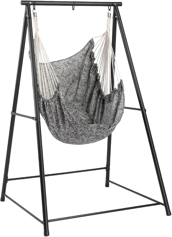 Hammock Chair Stand with Swing Chair,Heavy-Duty Hanging Chair with Stand,Include Hanging Swing,MAX Load 660 LBS,Hammock Swing Chair Stand for Indoor Outdoor Patio Yard Garden Porch