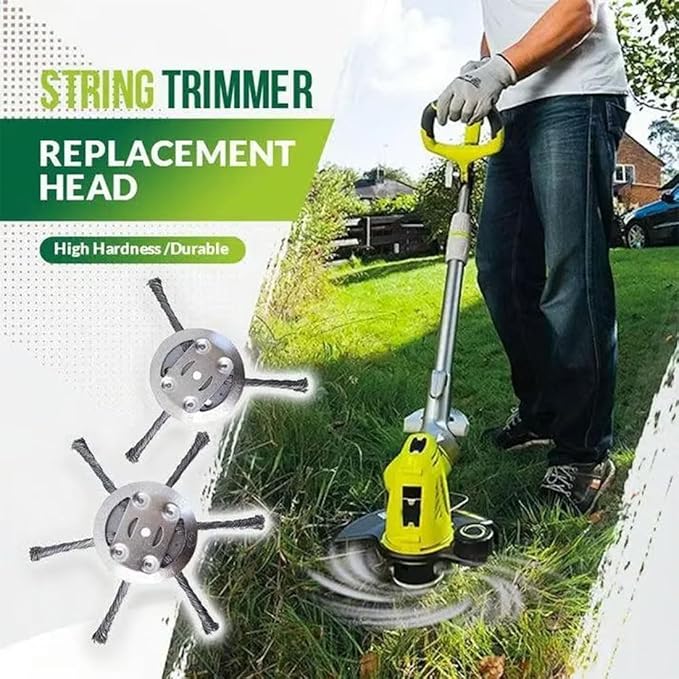 Steel Wire Grass Trimmer Head, 6 inch Universal Steel Wire Trimmer Head, Wire Trimming Head for weedeater, Tool-Free Installation (3 Blades)