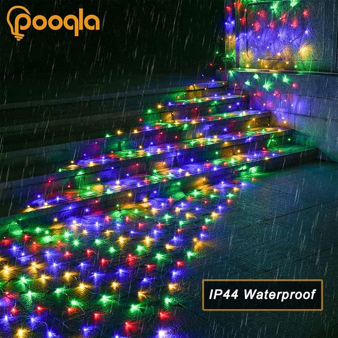 Colorful Net Lights, 21x 5ft Christmas Lights Outdoor Green Wire | 360 LED Large Net Mesh Lights Plug in, 8 Modes Waterproof Connectable Multicolor Bushes Lights for Christmas Hedge Yard Decor