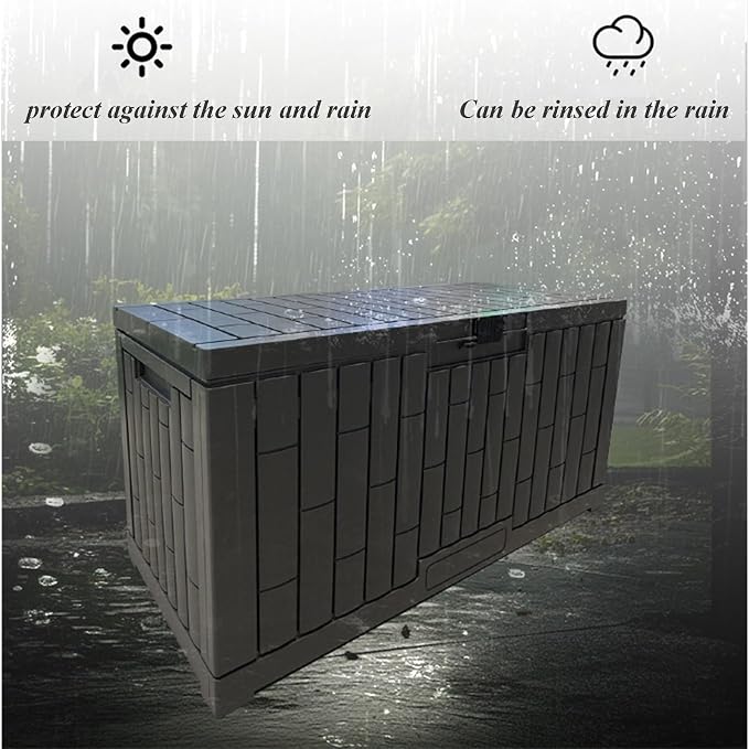 76 Gallon Resin Deck Boxes, Waterproof Storage Box Indoor and Outdoor with Lockable Lid for Garden Tools, Patio Cushions(42.1''*16.1''*22.6'')