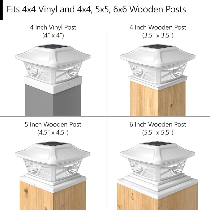 Davinci Renaissance Solar Outdoor Post Cap Lights, 4x4 5x5 6x6, Bright,1PK | Pearl White, fence/deck/garden/patio posts, UV fade-protected plastic, auto-on, 7-8h runtime, cordless, IP44, 25lm warm white