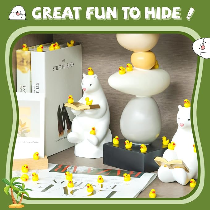 200PCS Mini Resin Animals Cute Yellow Tiny Ducks,Miniature Duck Figures to Hide,Little Animal Small Figurines Bulk for Topper Desk Garden Dollhouse Landscape Aquarium Ornaments DIY Crafts & Decor
