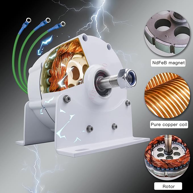 48v, 12000W 12V-220V Gearless Permanent Magnet Generator with Base 3 Phase AC Output Low RPM Free Energy Power Generator for Hydraulic/Wind Power