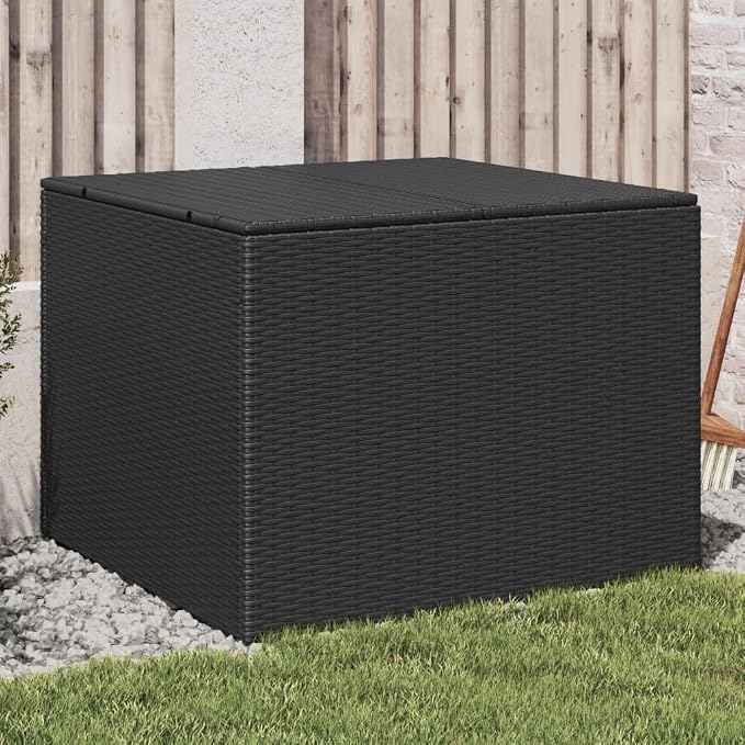 Outdoor Garden Storage Box Black 76.9 Gal Waterproof PE Rattan with Removable Bag for Patio Furniture Cushions Pillows Blankets 31.5 x 29.5 x 23.2 Inches
