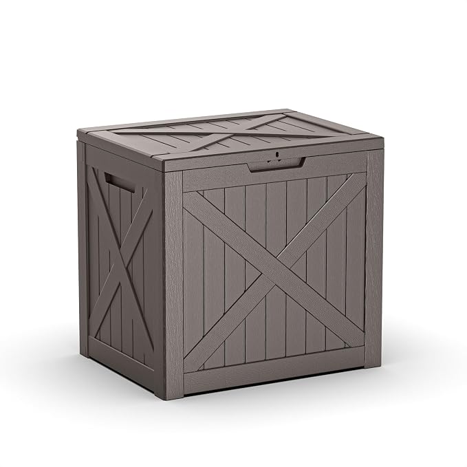40 Gallon Waterproof Resin Deck Box, Outdoor Lockable Toy Storage Box Container for Patio Cushions Garden Tools, Delivery Box, Grey