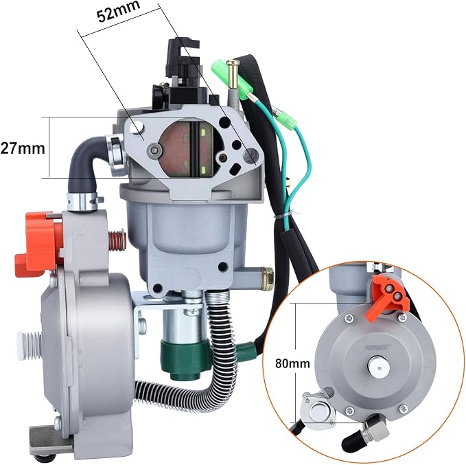 HIPA 389cc 420cc Tri Dual Generator Carburetor Propane Conversion kit for Champion Predator Generac Honda OHV Engine 338cc 389cc 420cc 460cc GX340 GX390 GX420 GX460 Portable Generator