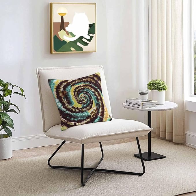 Vandarllin Outdoor Throw Pillows Covers 16x16 inch Set of 2 Waterproof Yellow Teal Tie-Dye Art Decorative Zippered Cushion Covers for Patio Furniture, Abstract Boho Tribe Lumbar Pillowcases