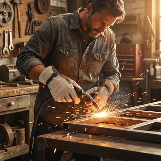 Leather Work Gloves for Men & Women.Welding, Gardening, Brown-XL | Glove for Tig, Mig, Construction, Chainsaw, Farm, Ranch, etc. Cowhide, Soft Lining, Utility, Firm Grip, Durable.