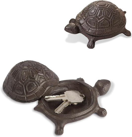 Ionela Turtle Key hiders Outside Garden Hide a Key, Brown | Decorative Hidden Key Holder for Outside, Discreet Hide a Key Rock Alternative, Outdoor Spare Key Storage Box for Garden.