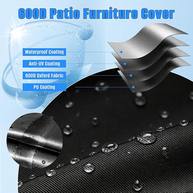 Patio Furniture Covers,Rectangular Outdoor Furniture Set Cover for Table and Chairs, 600D Oxford Translucent Design Patio Sectional Set Cover(76" L x 54" W x 28.3" H)