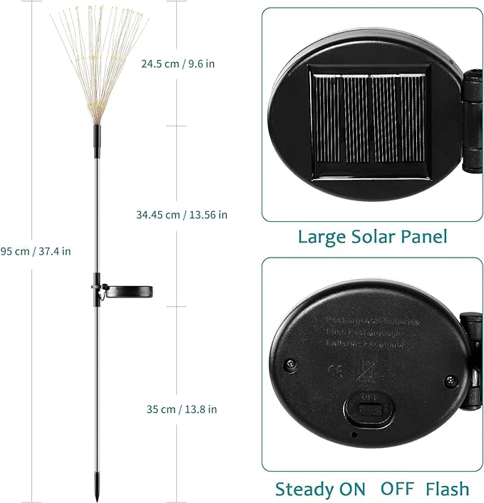 Solar Firework Lights, 2 Pack 120 LEDs 2 Lighting Modes Solar Garden Lights Outdoor Waterproof for Yard Patio Walkway Pathway Party Wedding Christmas Decorative - Blue