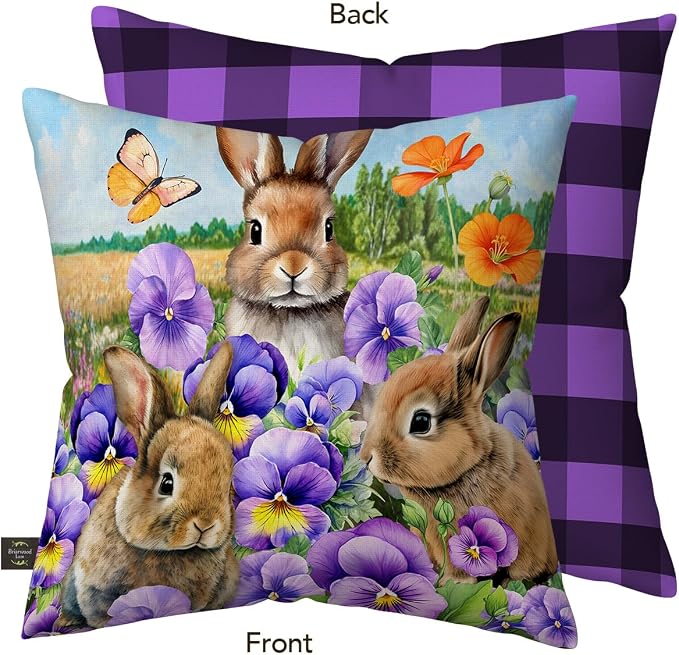 Briarwood Lane Spring Indoor/Outdoor Pillow 17x17 Spring Bunny Trio for Spring Pillow