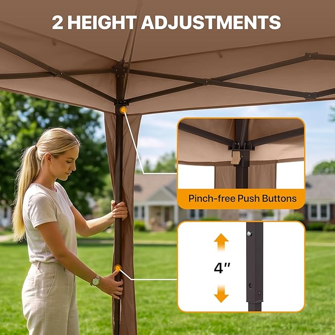 COOS BAY 11x11 Pop Up Gazebo with Mesh Netting, Instant Outdoor Canopy Tent, Water Resistant Shelter with UPF 50+ UV Protection, 121 Sq Ft Coverage, Brown