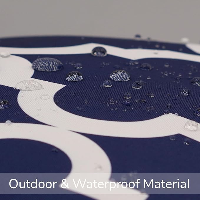 Pack of 2 Waterproof Outdoor Throw Pillows Cover 12x20 Inch Navy Blue and White Throw Pillow Covers Rectangle Pillowcases Outdoor Lumbar Pillows for Patio Furniture Garden (No Pillow Insert)