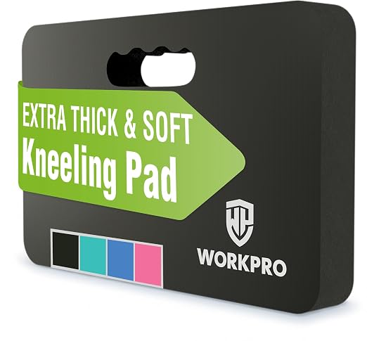 WORKPRO Extra Thick Kneeling Pad, 1 Pack, Black, 17.5 x 11 x 1.5 in | Soft NBR Foam Cushioning for Knee, Large Foam Kneeler Mat, For Gardening, Bathing Baby, Exercise, Workout Supplies