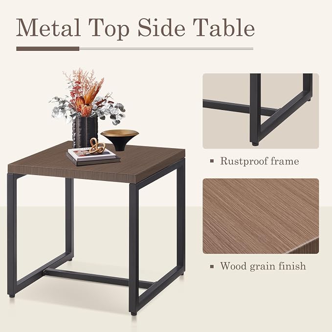 Belord Outdoor Bistro Set 3 Piece Outdoor Wicker Patio Chairs, Oversize Outdoor Rattan Seating Set, All-Weather Chairs Wicker Furniture with Metal Side Table and Removable Cushion for Outside