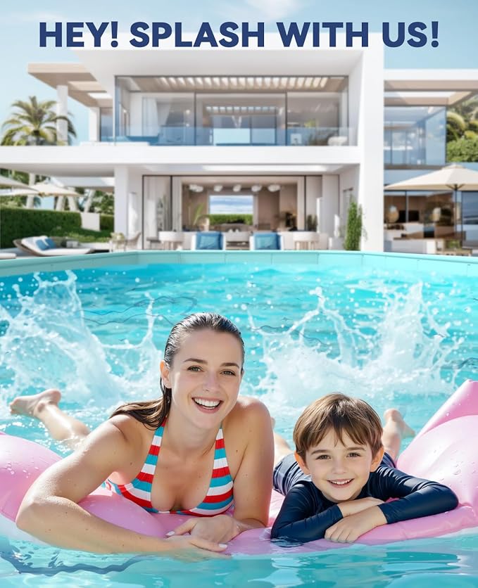 HeySplash Foldable Pool, Non-Inflatable Swimming Pool with Rigid Puncture-Proof Hard Composite Board, Kiddie Pool Outdoor Pool, Adults & Kids Pool for Backyard Garden Dog Pool 78"×53"×19", Blue Whale