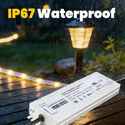 24V DC Power Supply 96W - Ultra Slim LED Driver Low Voltage Transformer with 3-Prong Plug & 3.3ft Cable, IP67 Waterproof for LED Strip Lights, Outdoor Lighting