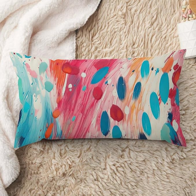 Make It Rain Fiesta Lumbar Throw Pillow Cover Rainbow Colorful Pillowcase 12x24in Farmhouse Accent Decorative Cushion Covers Home Decor for for Sofa Living Room Bedroom Decor