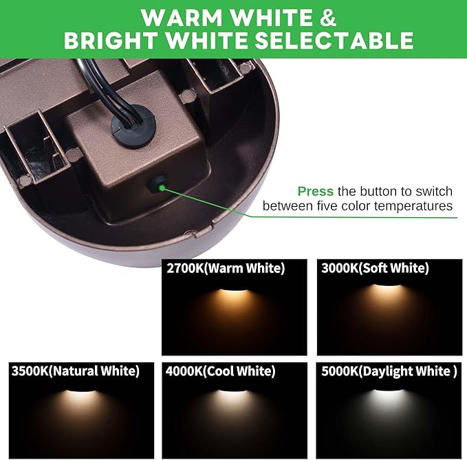Low Voltage Landscape Deck Lights - Oil-Rubbed Bronze 12V Deck Lights LED Outdoor, Warm White & Cool White Adjustable, Waterproof Step Light Aluminum for Yard Wall Fence Railing 4 Pack