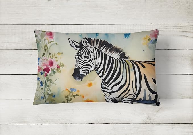Caroline's Treasures DAC3014PW1216 Zebra Throw Pillow Machine Washable, Indoor Outdoor Decorative Pillow for Couch, Bed or Patio, 12HX16W
