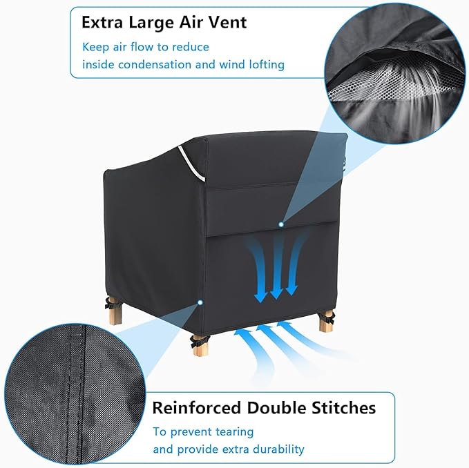 Gasadar Patio Chair Cover - 2 Pack, Patio Furniture Covers Waterproof, Heavy Duty Outdoor Chair Covers, Lawn Outdoor Furniture Cover -38" W x 31" D x 29" H