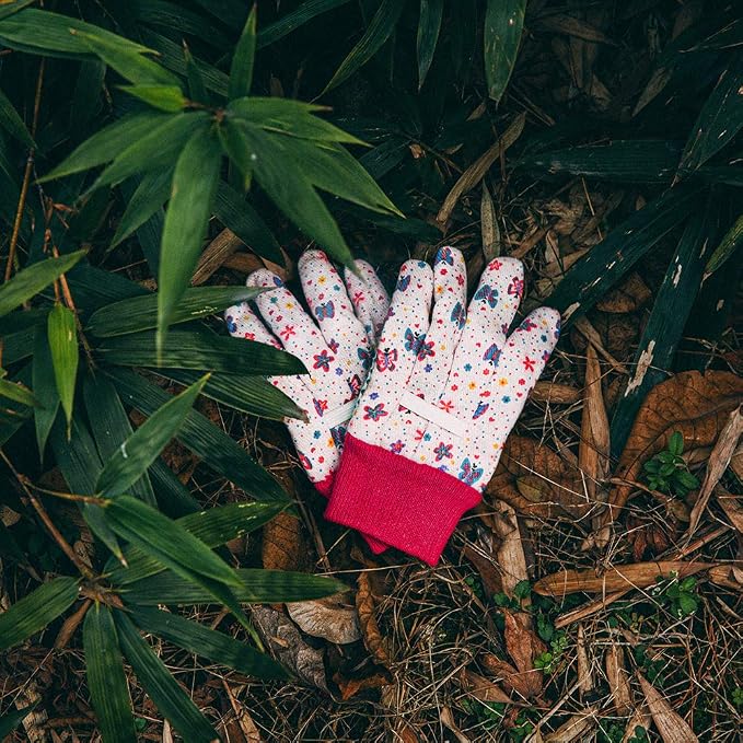 PROMEDIX P Kids Garden Gloves 3-6 Years Old Children Gardening Gloves, 2- Pair Pack，Pink