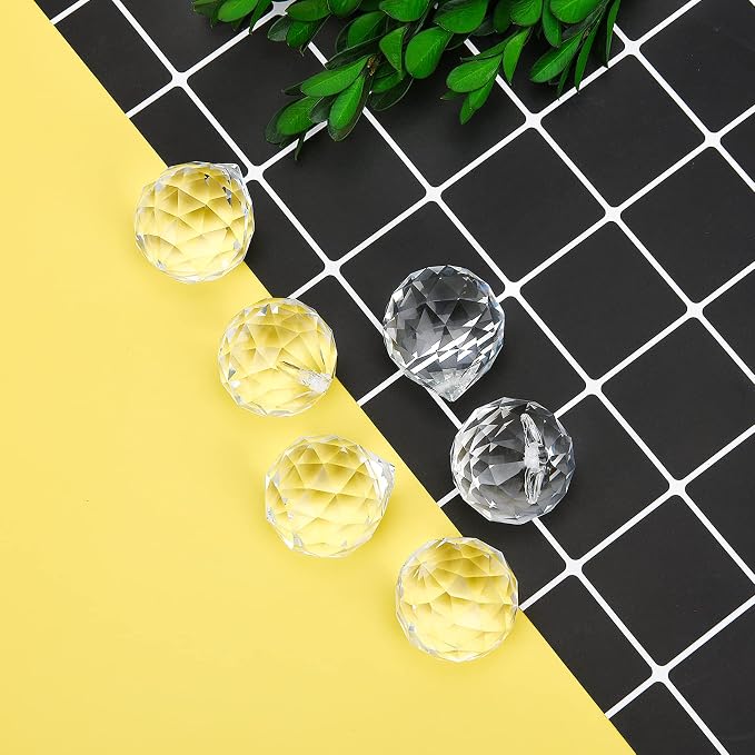 Merrynine 30mm/1.18" 20pcs Crystal Prism Suncatcher for Windows Hanging, Clear Glass Crystal Sun Catcher Beads for Pendants Maker, Crystal Balls for Indoor Window, Feng Shui, Women Girl Gifts