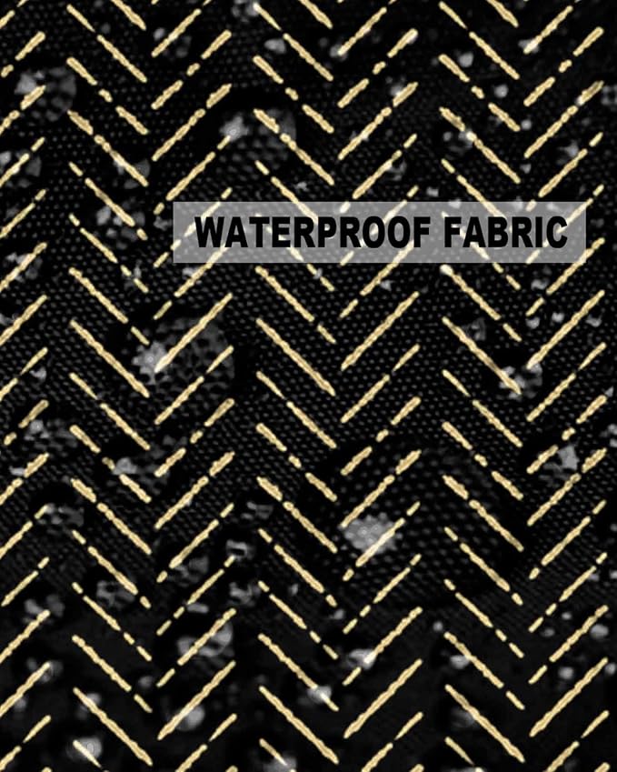 Black Gold Striped Outdoor Pillow Covers Waterproof,All Weather Cushion Case Set of 2 Decorative Pillowcases for Sofa Couch Bed Decor Patio Furniture 18"x18" Boho Minimalist Geometric Bohemia
