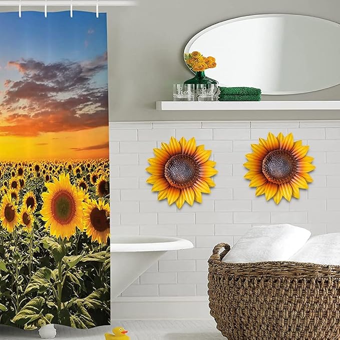 YEAHOME Sunflower Wall Decor - 9'' Metal Flower Wall Art Decorations 3 PACK Spring Yard Garden Sunflower Decor Hanging for Kitchen, Bathroom, Bedroom, Set of 3 Handmade Gift for Home, Indoor, Outdoor