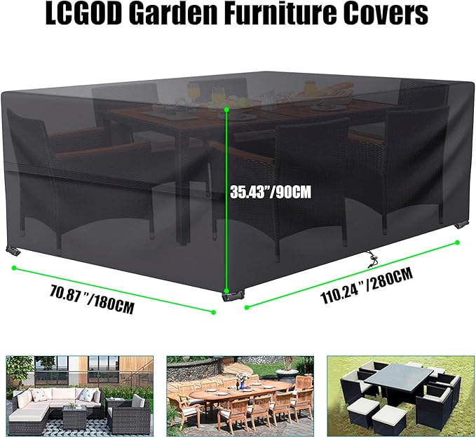 Patio Furniture Cover,Waterproof Outdoor Sectional Couch Set Covers,General Purpose, Outside Table and Chair Covers,Rectangular Heavy Duty Weatherproof 106"Lx70"Wx35"H