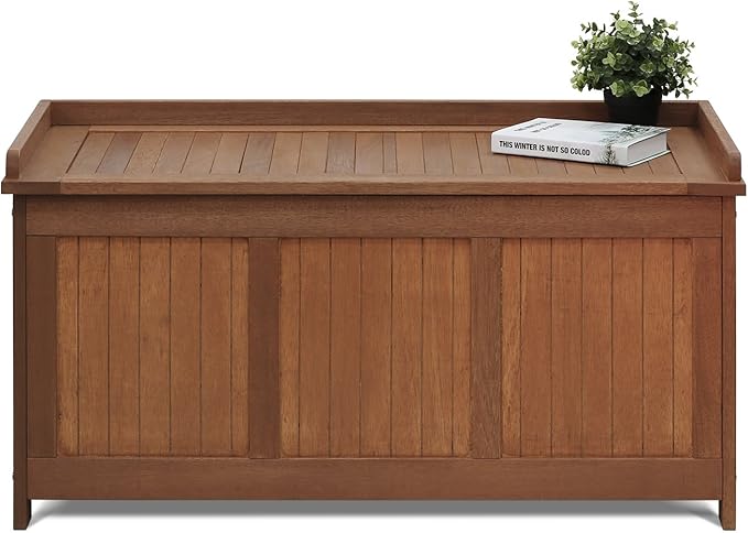 Furinno Dalam Outdoor Hardwood Storage Deck Box, Natural