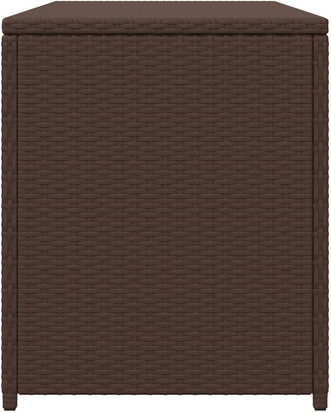 Gecheer Garden Storage Box Brown 120x50x60 cm PE Rattan Outdoor Deck Box with Gas Lift Lid and Waterproof Polyester Lining